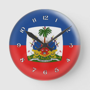 Ta tid på Haiti som den haitira flagga bubblar Rund Klocka