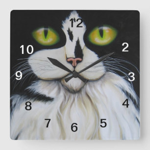 ta tid på katten tar tid på fyrkantig klocka