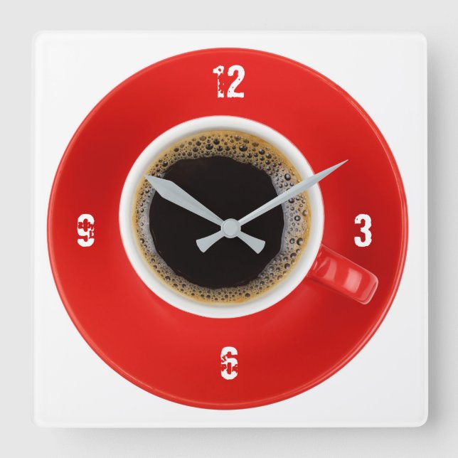 Ta tid på med Americano kaffe Fyrkantig Klocka (Framsida)