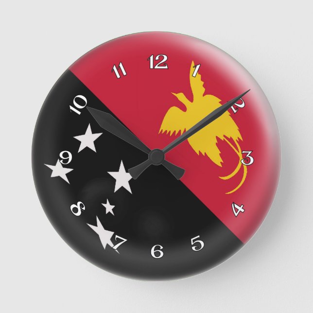 Ta tid på Papua Nya Guinea som flagga bubblar Rund Klocka (Framsida)