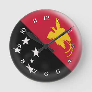Ta tid på Papua Nya Guinea som flagga bubblar Rund Klocka