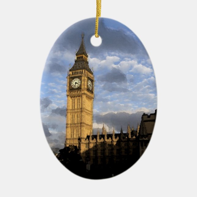 Ta tid på torn julgransprydnad keramik (Framsidan)