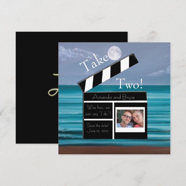 Ta två, spara datumet på månbelysta stranden (Fram/baksida)