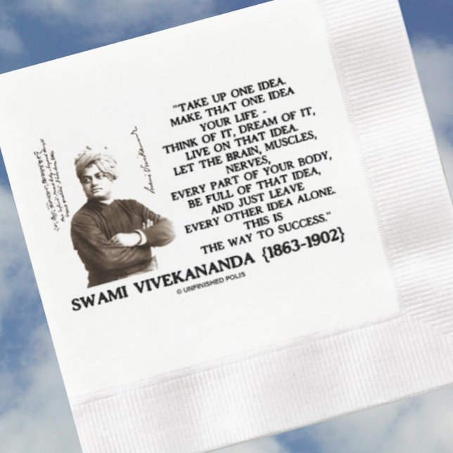 Ta upp en idé som gör att din livsoffert blir bätt pappersservett (Inspirational quote on the way to success by 19th century religious leader Swami Vivekananda)