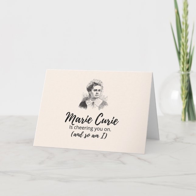 Ta vårdkort - Marie Curie jagar dig Kort (Framsida)