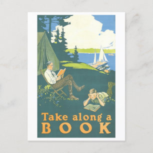 "Ta vid Bok" Vintagen Bibliotek Poster Vykort