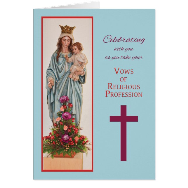 Ta Vows, Nun, Mary Holding Baby Jesus med Flo Hälsningskort (Framsidan)