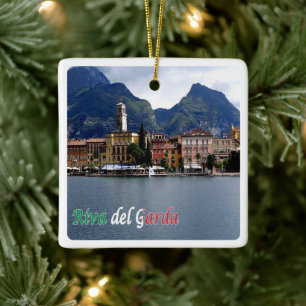 TAA025 RIVA DEL GARDA, panorama Julgransprydnad Keramik