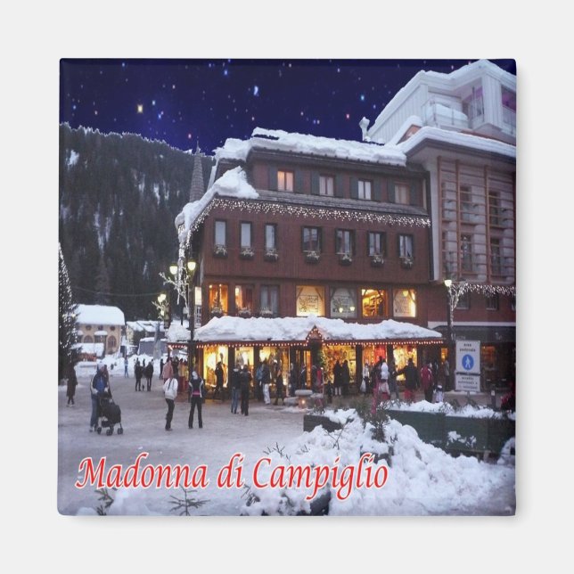 TAA035 MADONNA DI CAMPIGLIO with Snö - Fridge Magnet (Framsidan)
