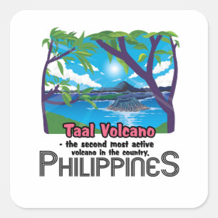 Taal Volcano Fyrkantigt Klistermärke