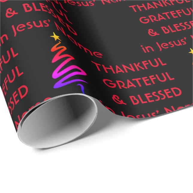 TAANKFUL GRATEFUL BLESSED | Jesus Black| Jul Presentpapper (Rullad Hörn)