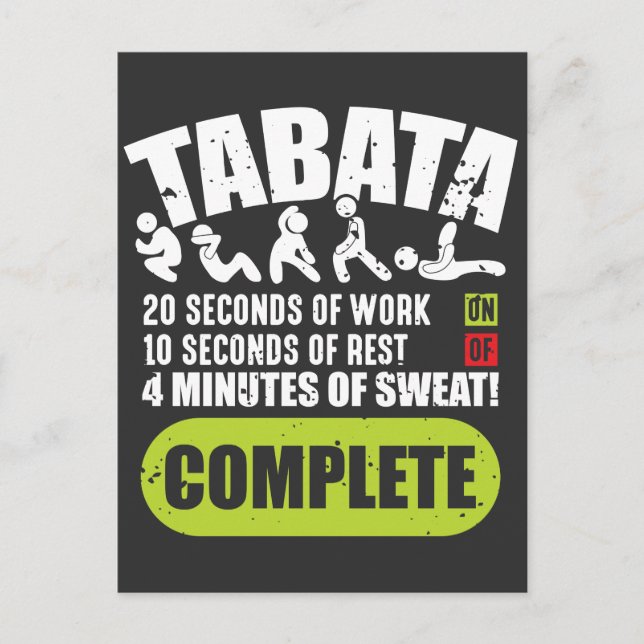 Tabata Workout Fitness Bootcamps Cardio Vykort (Framsida)