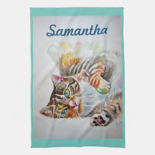 Tabb tabb Cute Cat katter vattenfärgsfärg Cute S Kökshandduk