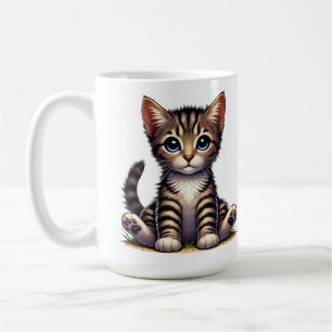 Tabbby Kitten med blå Ögon Kaffemugg