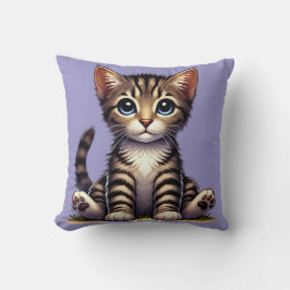 Tabbby Kitten med blå Ögon Kudde