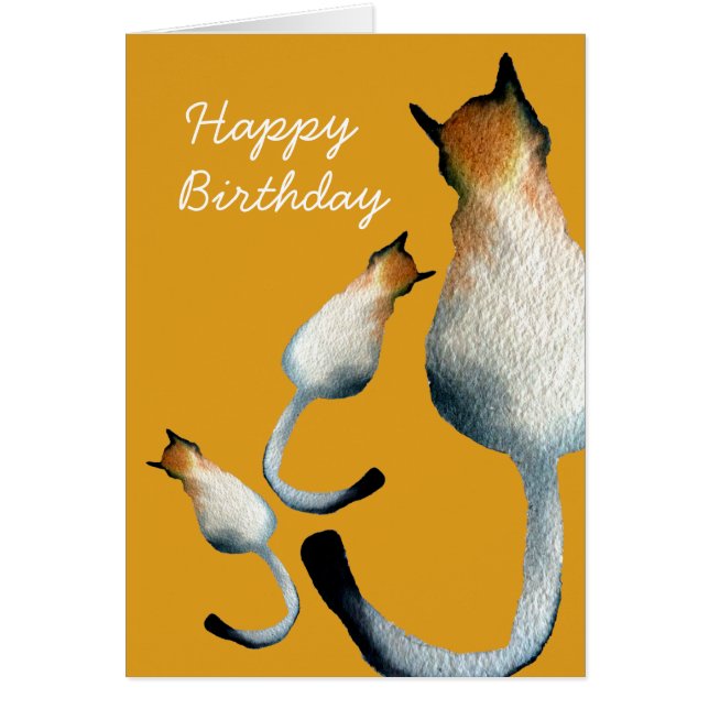 Tabbfärgad och brun kattillustration hälsningskort (Framsidan)