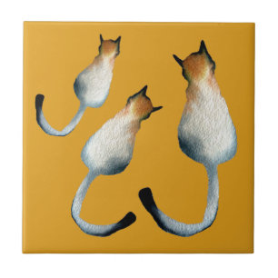 Tabbfärgad och brun kattillustration kakelplatta