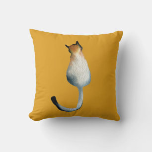 Tabbfärgad och brun kattillustration kudde