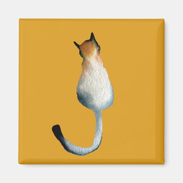 Tabbfärgad och brun kattillustration magnet (Framsidan)