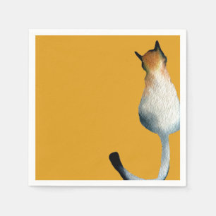Tabbfärgad och brun kattillustration pappersservett