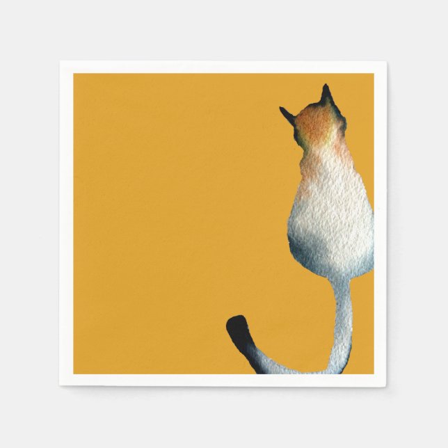 Tabbfärgad och brun kattillustration pappersservett (Framsidan)