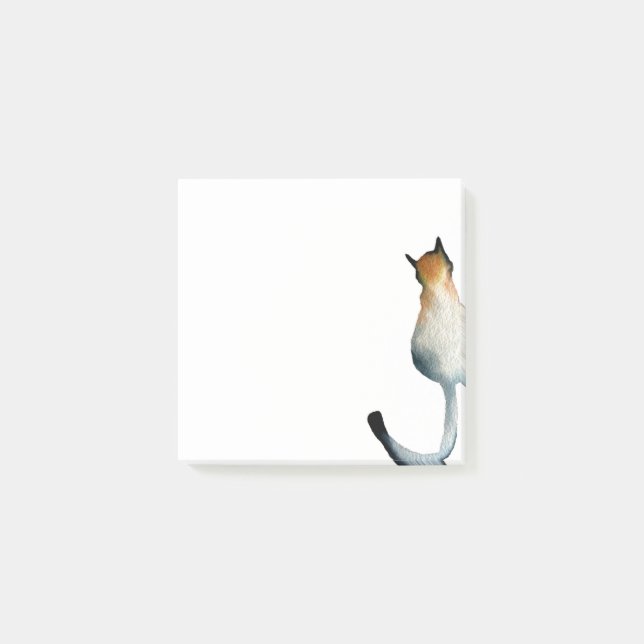 Tabbfärgad och brun kattillustration post-it block (Framsida)