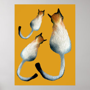 Tabbfärgad och brun kattillustration poster