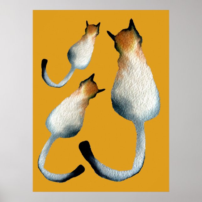 Tabbfärgad och brun kattillustration poster (Framsidan)