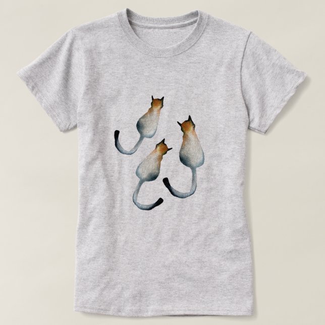 Tabbfärgad och brun kattillustration t shirt (Design framsida)