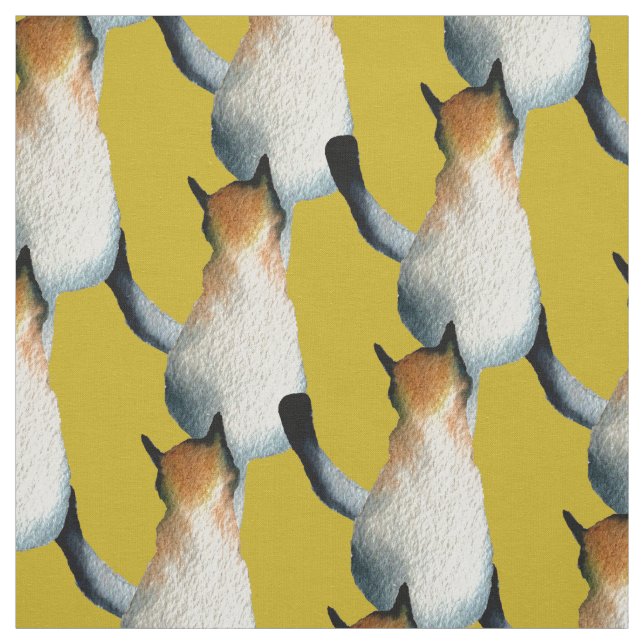 Tabbfärgad och brun kattillustration tyg (Provkarta)