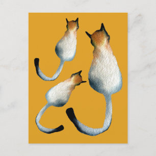 Tabbfärgad och brun kattillustration vykort