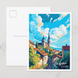 Tabbor Czech vintage resor illustration Vykort