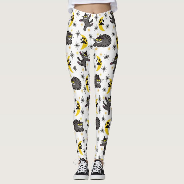 Tabby Black Cat Witch Leggings (Framsida)