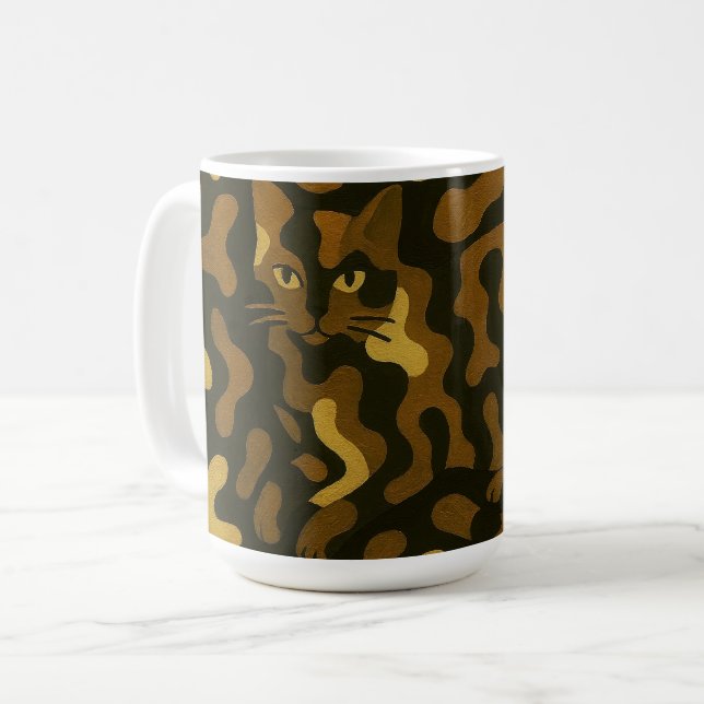 Tabby Cat Camouflage Abstract Pattern Kaffemugg (Framsida vänster)