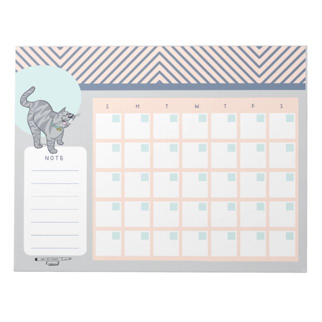 Tabby Cat Open Dated Desk Calendar Notepad Anteckningsblock (Framsida)