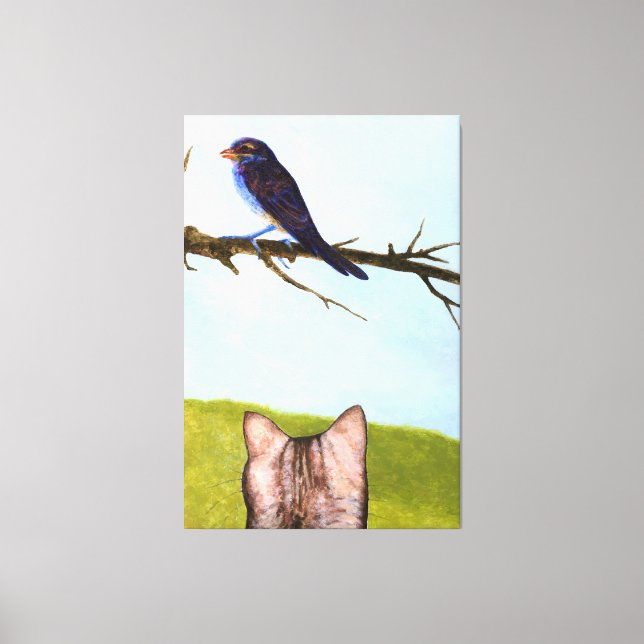 Tabby Cats Talk to Birds Canvastryck (Framsida)