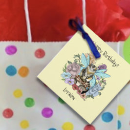 Tabby Fairy Cat Mushroom Blommigt Gåvor Etiketter