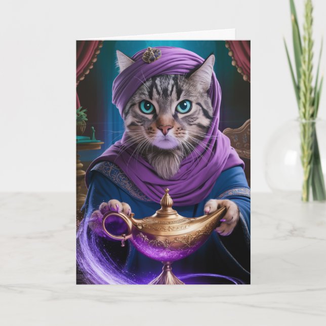 Tabby Genie Folded Greeting Card Kort (Framsida)