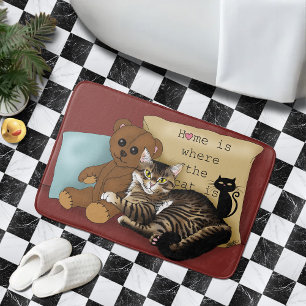 Tabby Home Burgundy Cat Badrumsmatta