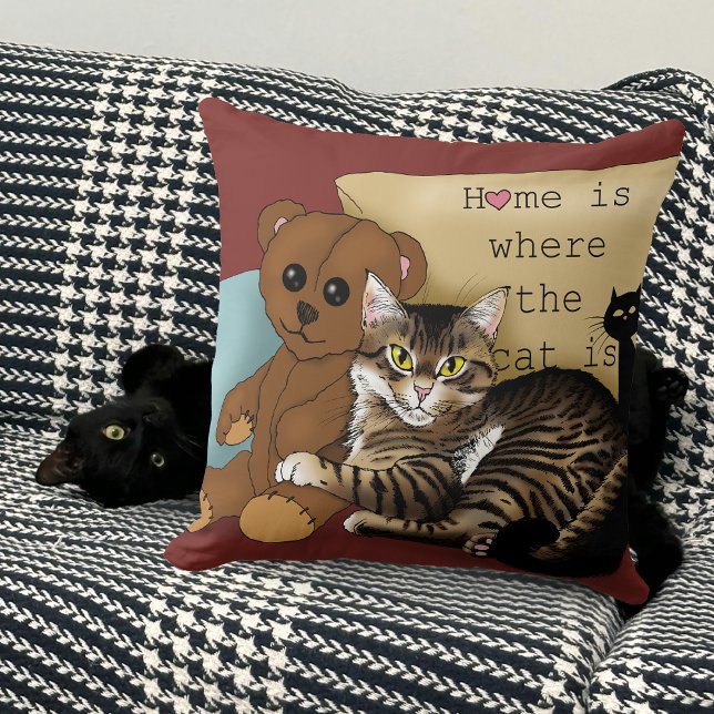 Tabby Home Burgundy Cat Kudde (Skapare uppladdad)