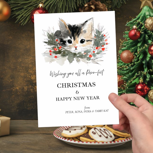 Tabby Kat Christmas Greetings Card Inbjudningar (Skapare uppladdad)