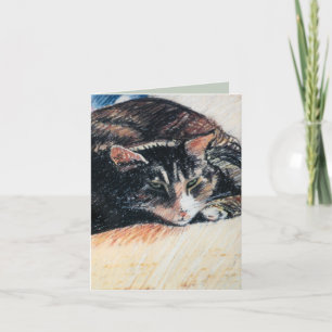 Tabby katt Anpassade Note Card, Grönt Kort