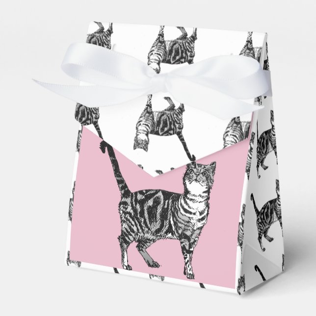 Tabby katt Art rosa Födelsedagsfest - Kaka favorit Presentaskar (Framsidan Sidan)