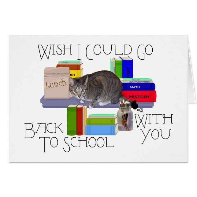 Tabby katt Back to school Hälsningskort (Framsidan Horizontal)