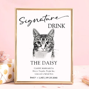 Tabby katt Bröllop Namnteckning Dryckskylt Poster