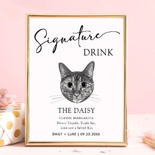 Tabby katt Bröllop Namnteckning Dryckskylt Poster