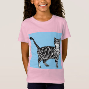 Tabby katt cat Cute Whimsical Rosa Girls T Shirt