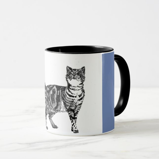 Tabby katt Cats-tabbar strimlad kattdjur Mugg (Framsida höger)