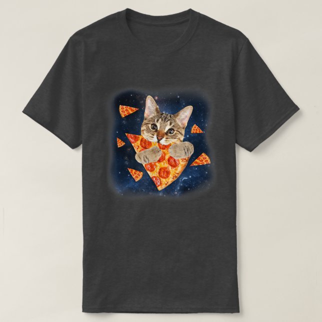 Tabby katt-chomping på en Pizza Galay Pizza-katalo T Shirt (Design framsida)