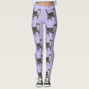Tabby katt Coola Animal Black and Puple Leggings